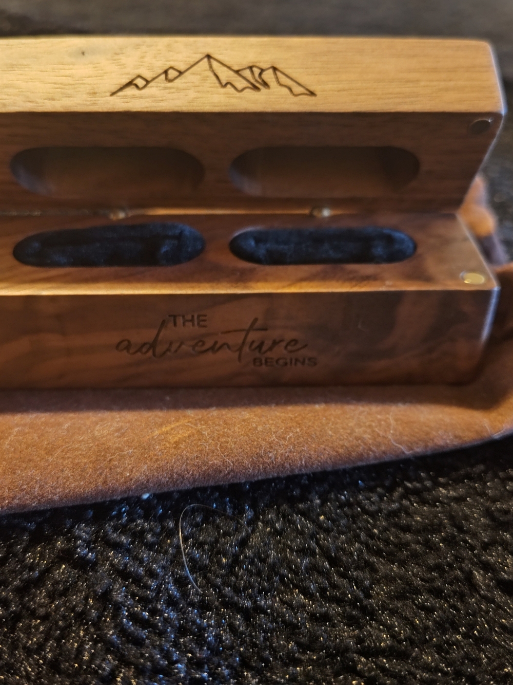 Wooden 'The Adventure Begins' Ring Keepsake Box - Brown